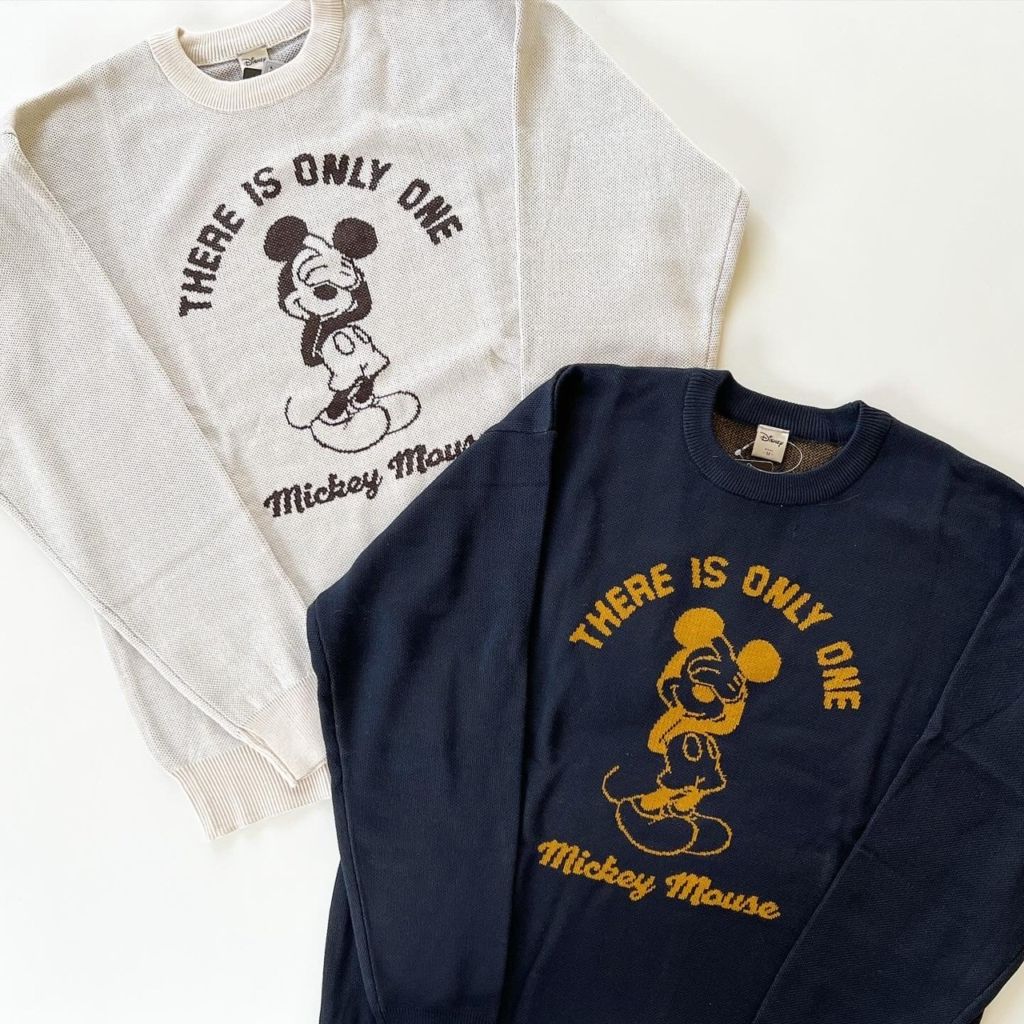 大人size[即納]   ミッキープリント　ジャガードニット