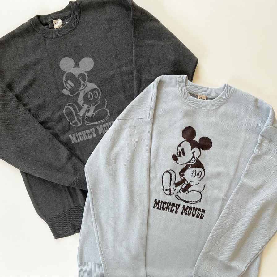 大人size[即納]   ミッキープリント　ジャガードニット