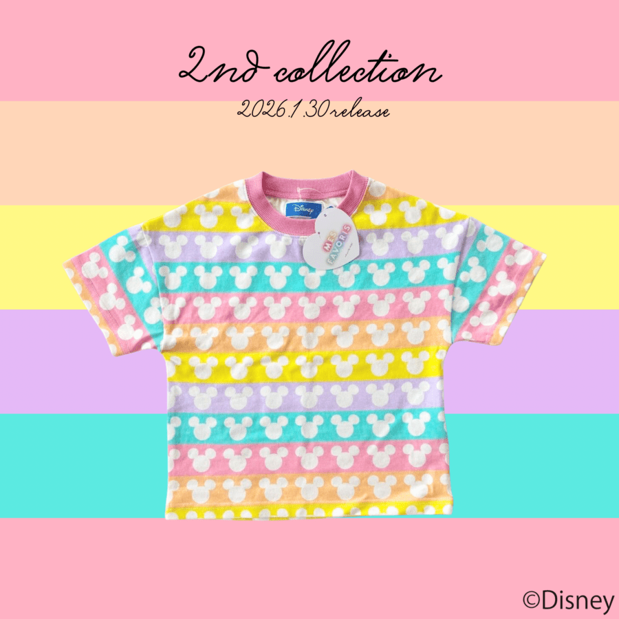 100-140&大人size[2月2週目以降配送]  ミッキーマウスレインボー半袖Tシャツ    ( mes favoris original )