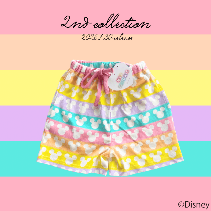 100-140size[2月2週目以降配送]  ミッキーマウスレインボーパンツ    ( mes favoris original )