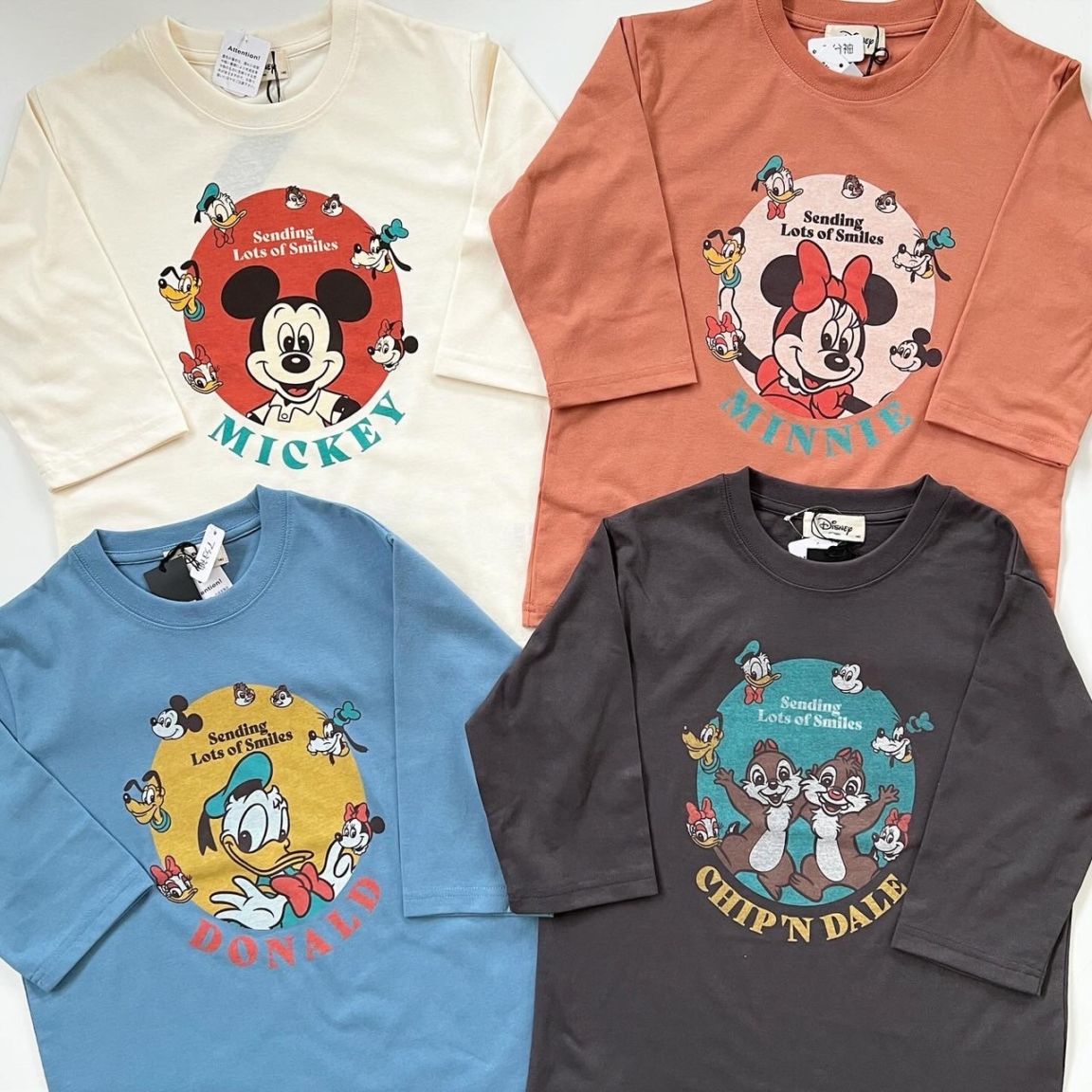140.150.160size[即納]  ミッキーフレンズ　7分袖Tシャツ
