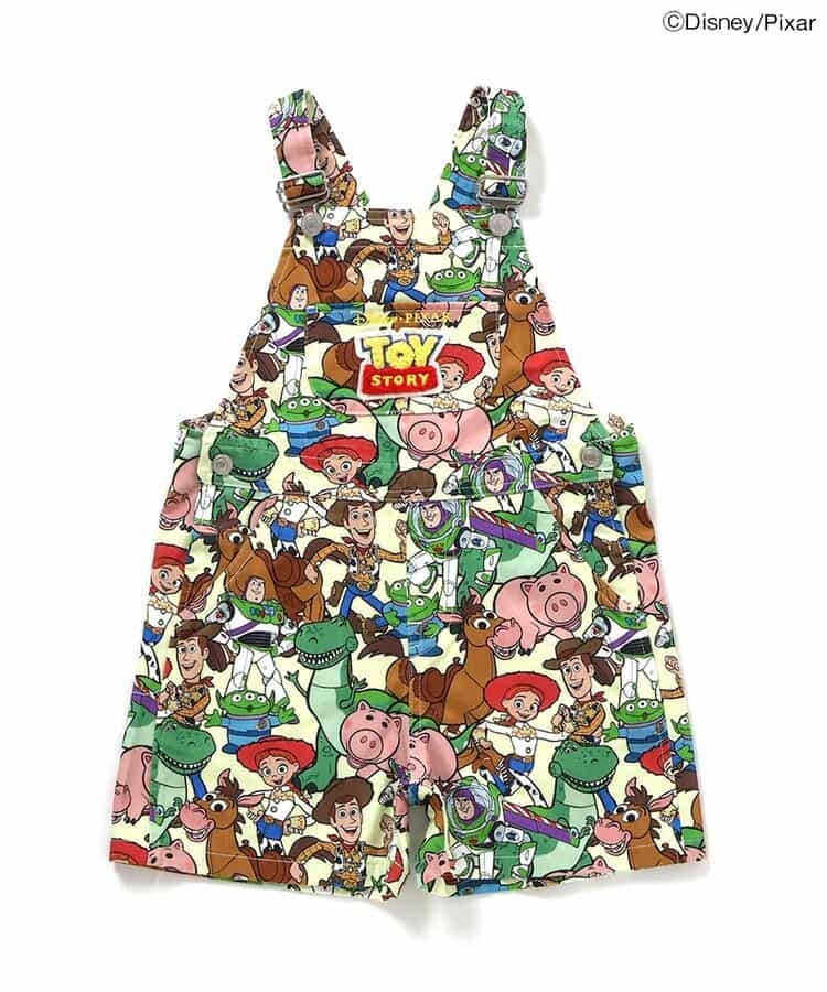 90-130size[即納]     ディズニーキャラクター トイ・ストーリー/総柄ショートサロペ    ( BREEZE )