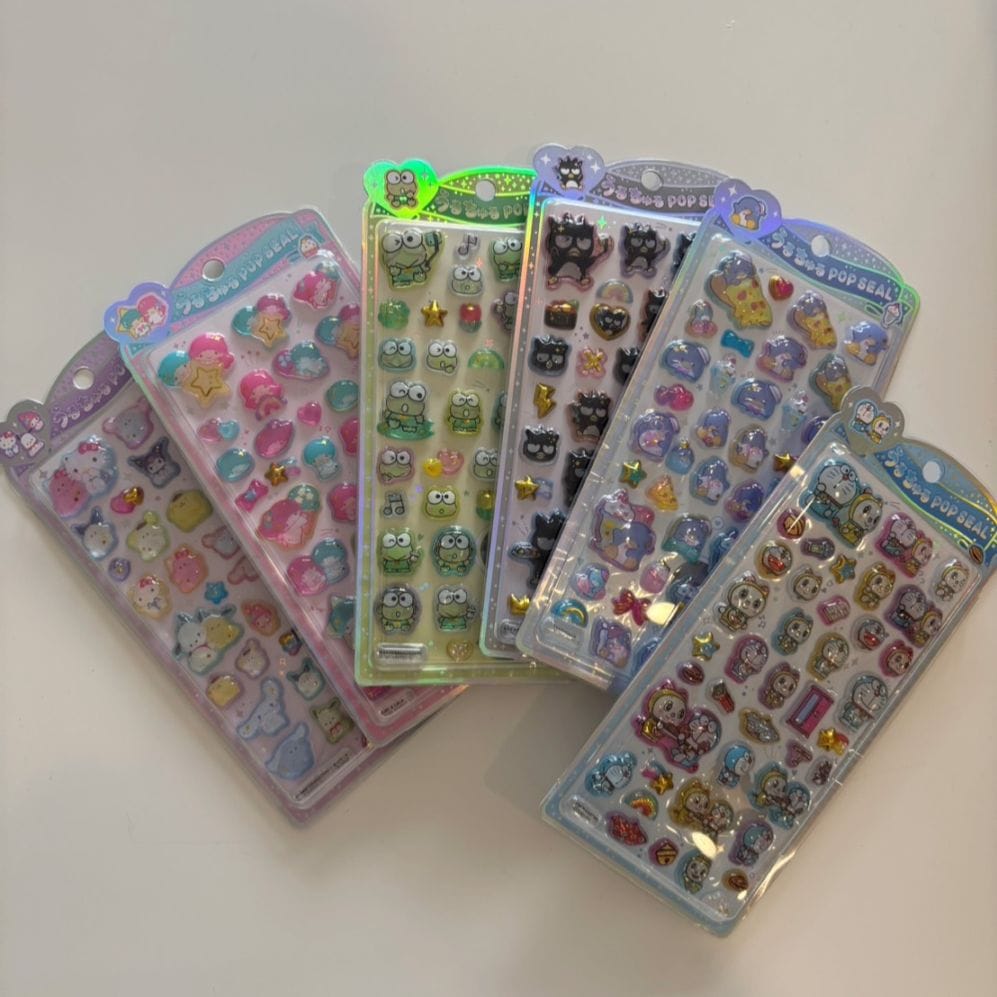 [8月上旬以降配送]     6枚セット　サンリオ&どらえもん　うるちゅるポップシール 