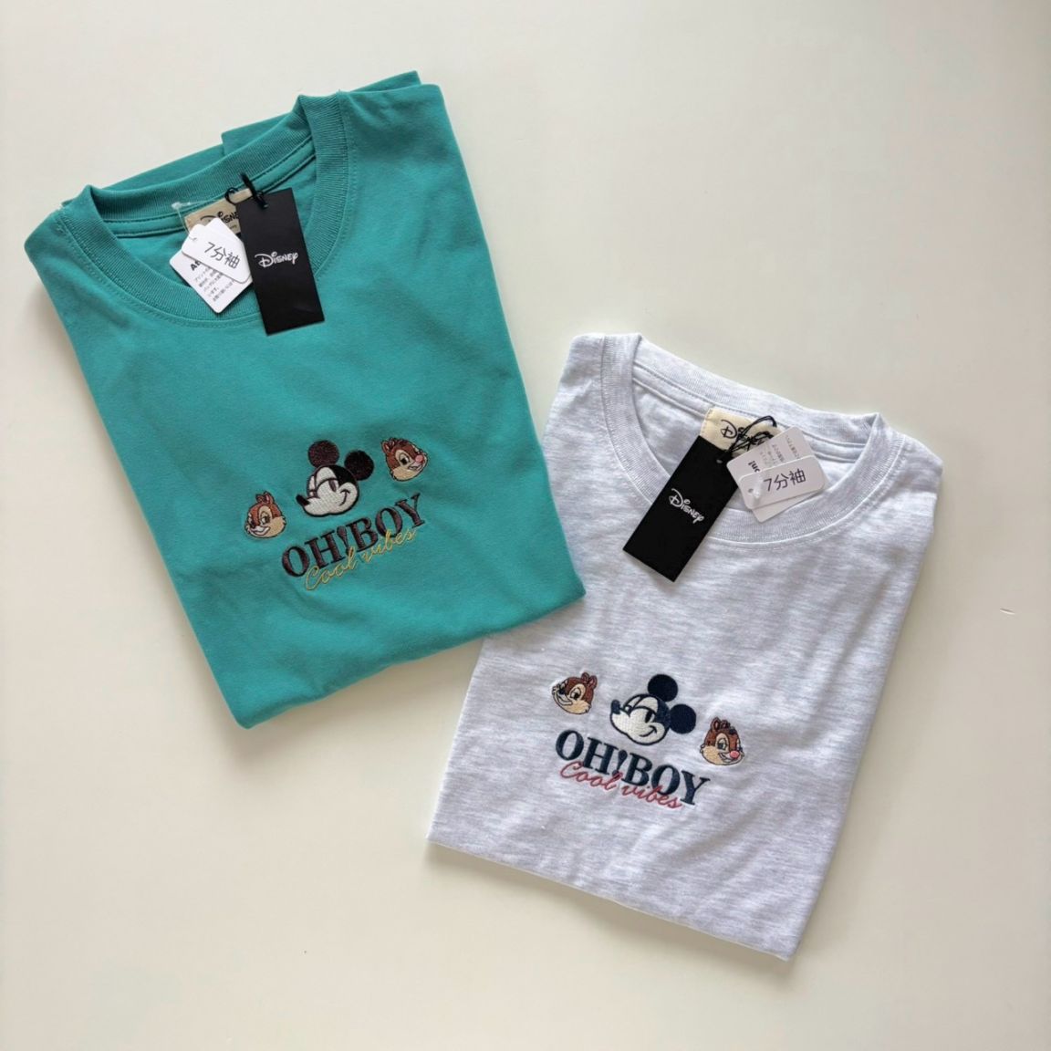 大人size[即納]   ミッキーandチップとデール　7分袖Tシャツ