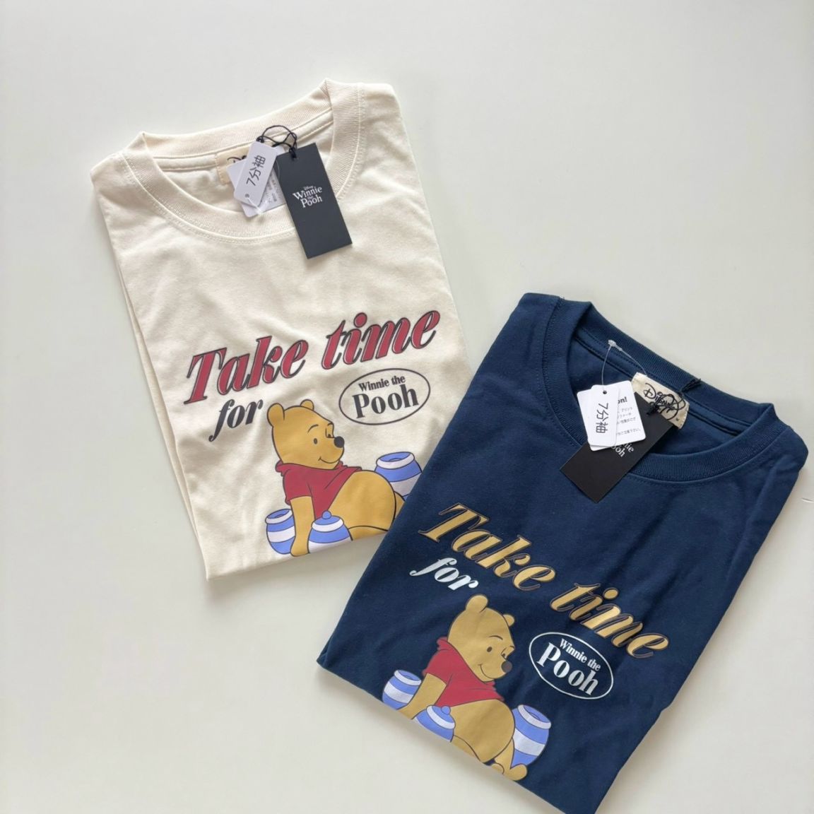大人size[即納]   プーさん　7分袖Tシャツ