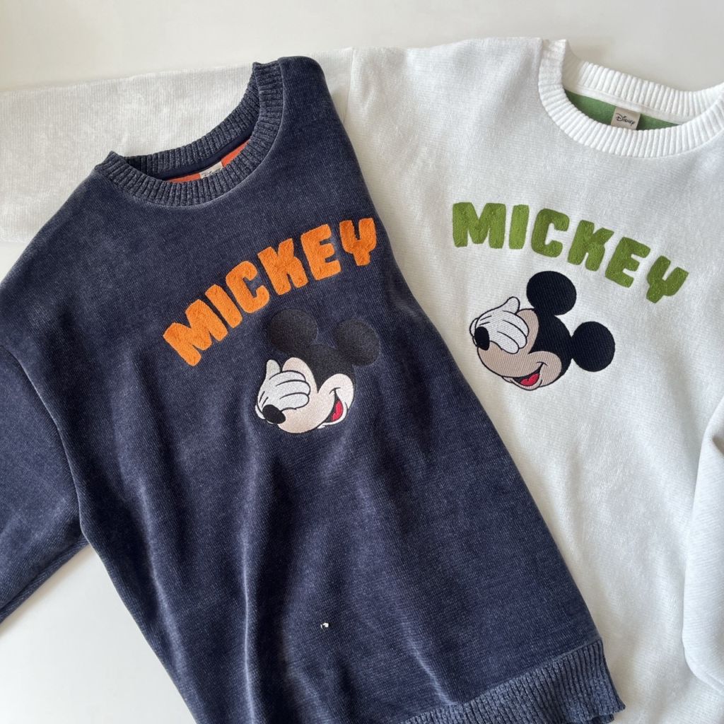大人size[即納]   目隠しミッキー刺繍裏シャギートレーナー