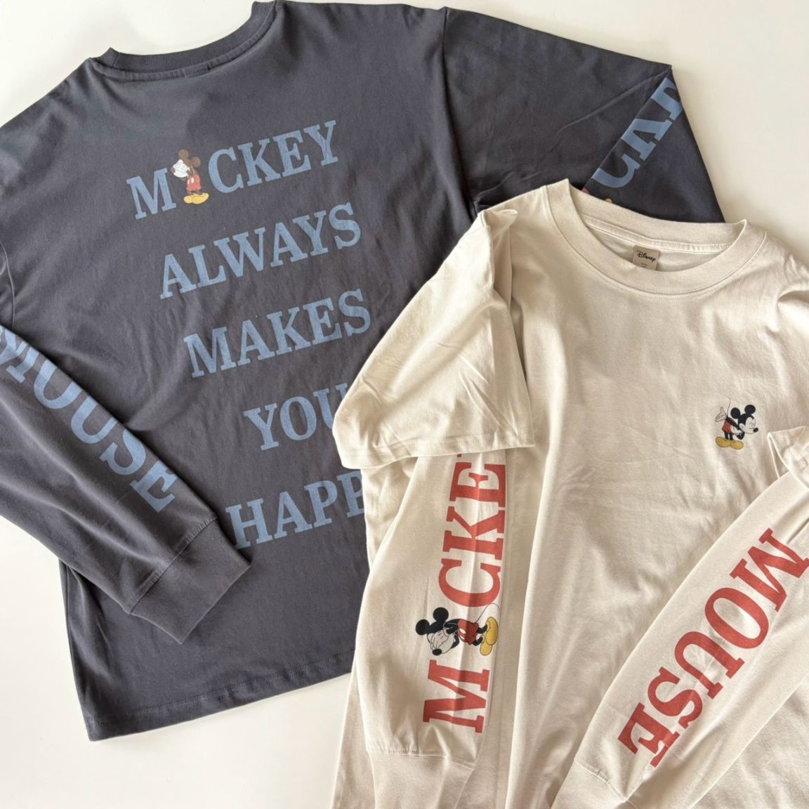 大人size[即納]   ミッキー　重ね着風長袖Tシャツ