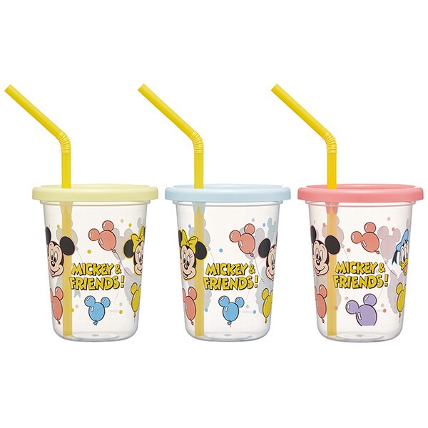 ミッキー&フレンズ ストロー付きタンブラー230ml 3個セット|ミッキー&フレンズ/風船|1週間以内配送