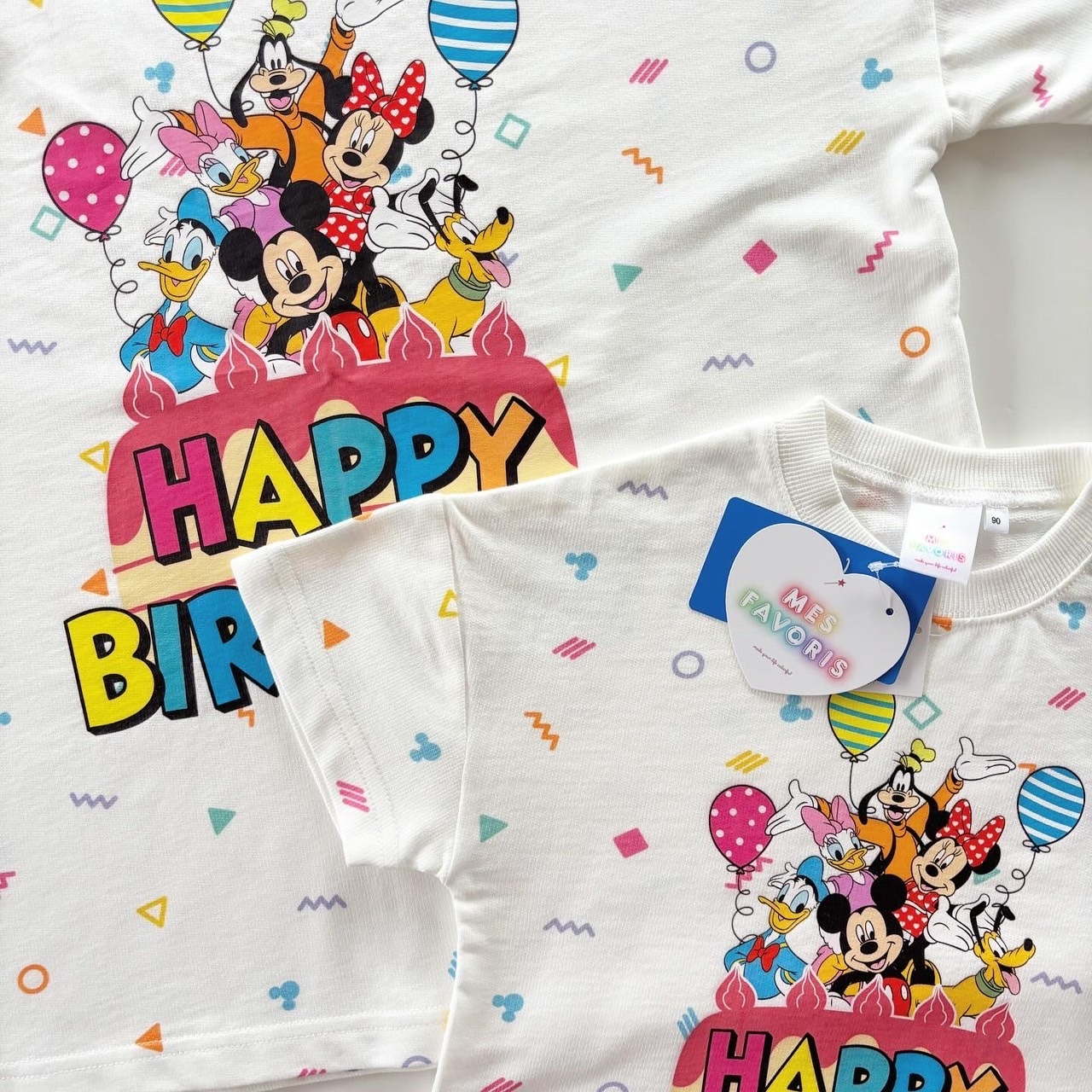 90-140&大人size [即納]  Mickey Friends Happy Birthday Tシャツ   ( mes favoris original )
