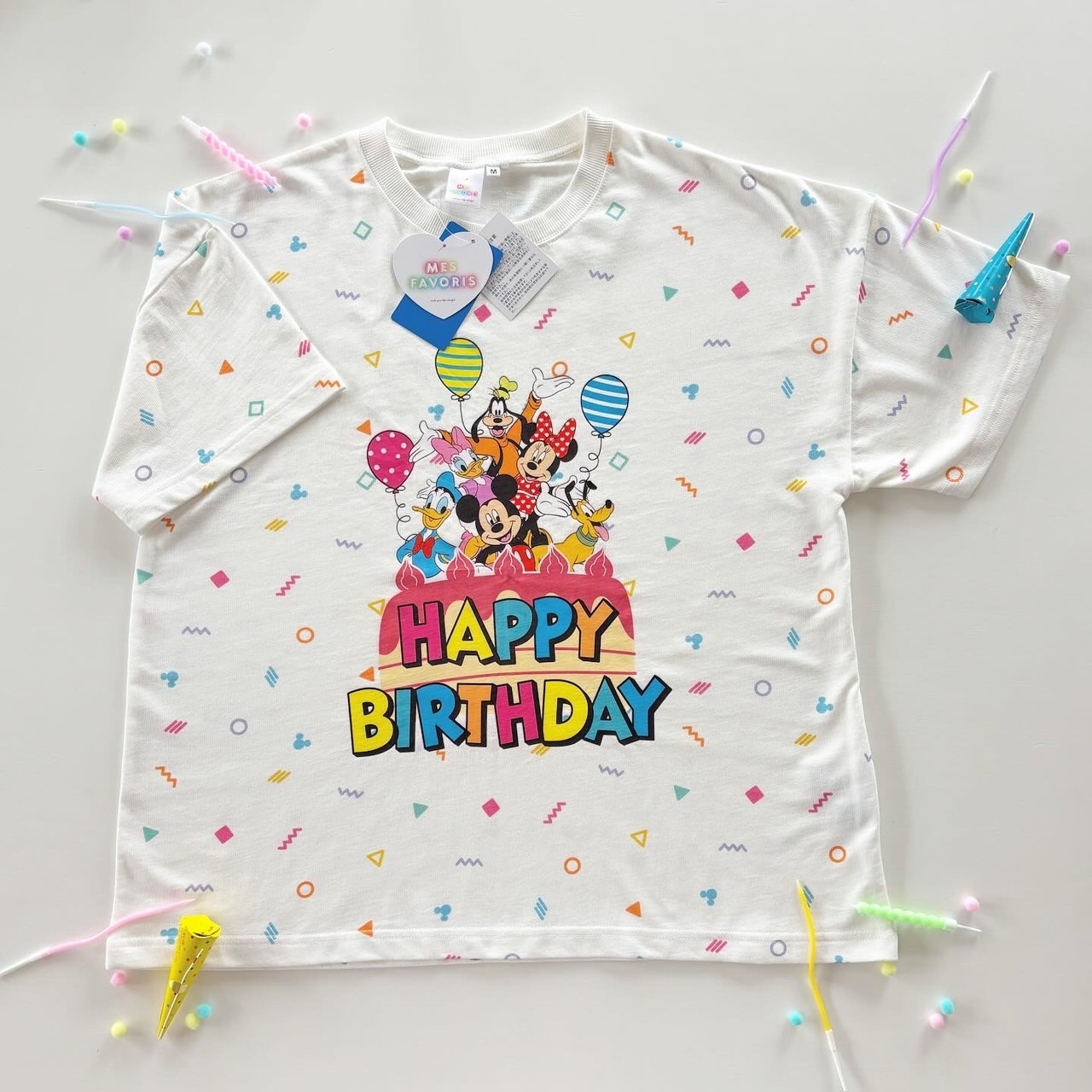 90-140&大人size [即納]  Mickey Friends Happy Birthday Tシャツ   ( mes favoris original )