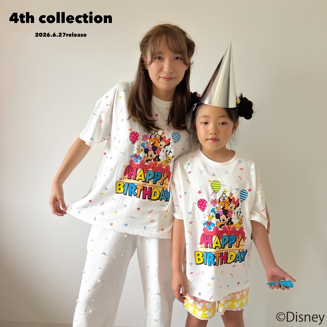 90-140&大人size [即納]  Mickey Friends Happy Birthday Tシャツ   ( mes favoris original )