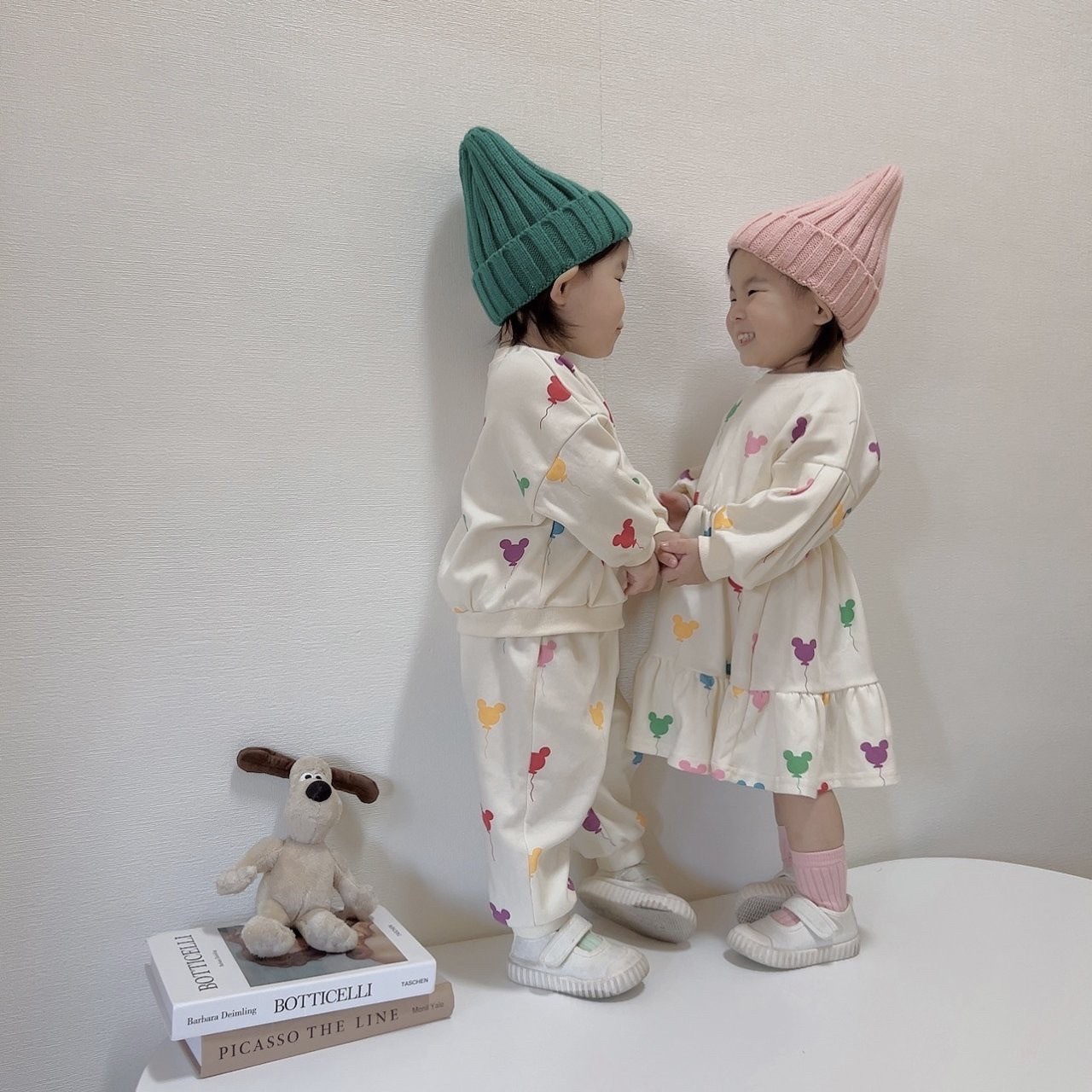 130サイズ [即納] カラフルミッキーバルーンワンピース (moran×mes 