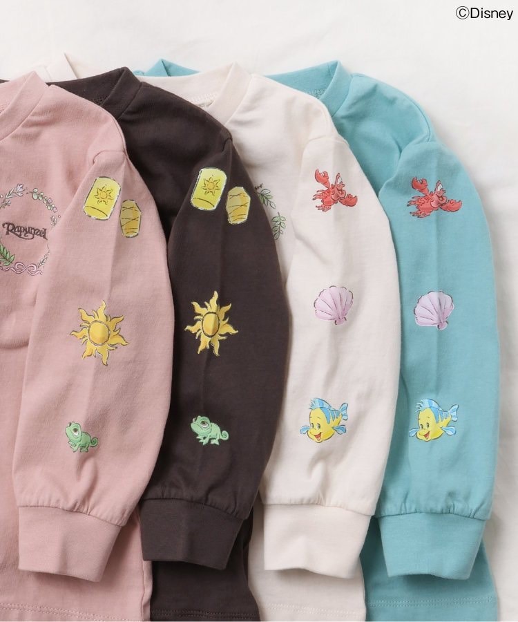 90-140size [即納]     ディズニーキャラクター/プリンセス 袖モチーフTシャツ  (SERAPH)