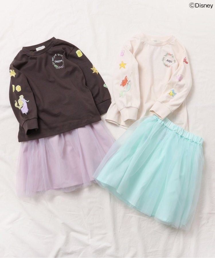 90-140size [即納]     ディズニーキャラクター/プリンセス 袖モチーフTシャツ  (SERAPH)