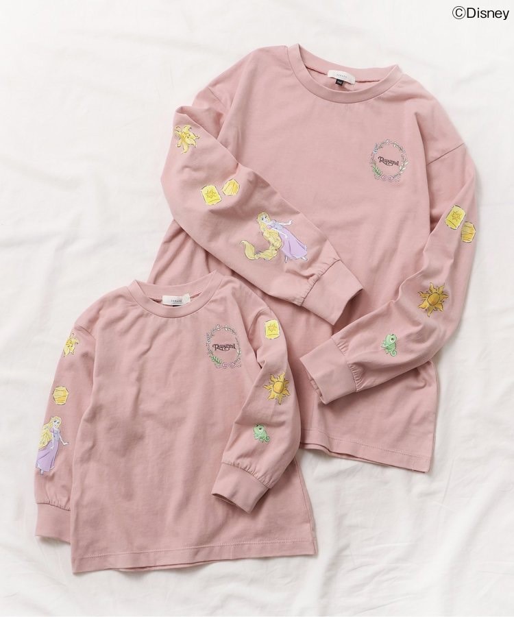 90-140size [即納]     ディズニーキャラクター/プリンセス 袖モチーフTシャツ  (SERAPH)