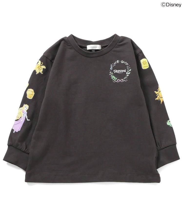 90-140size [即納]     ディズニーキャラクター/プリンセス 袖モチーフTシャツ  (SERAPH)