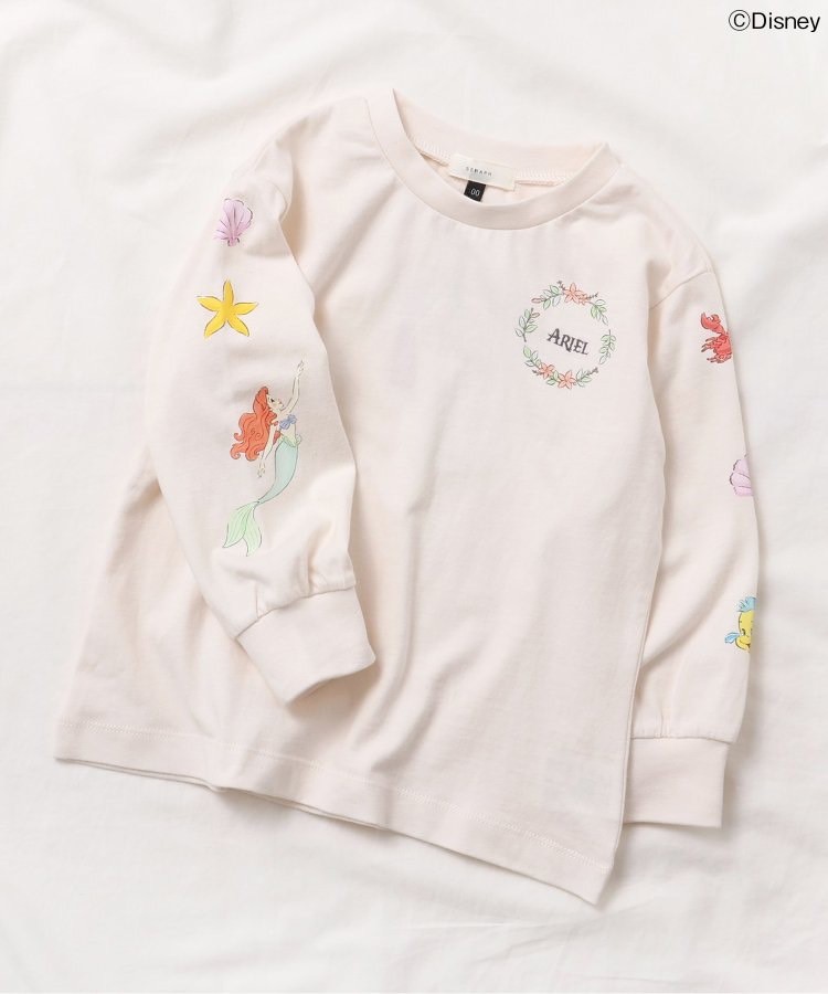 90-140size [即納]     ディズニーキャラクター/プリンセス 袖モチーフTシャツ  (SERAPH)