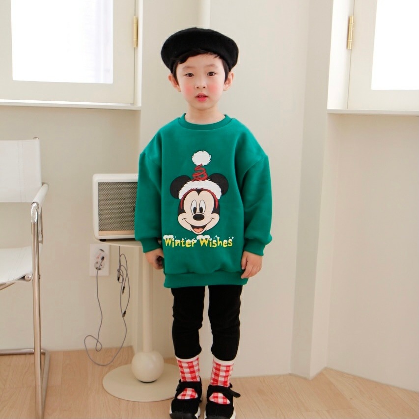 ＜アウトレット＞90-150size[即納] Mickey Santa mtm 裏起毛 (heart baby)
