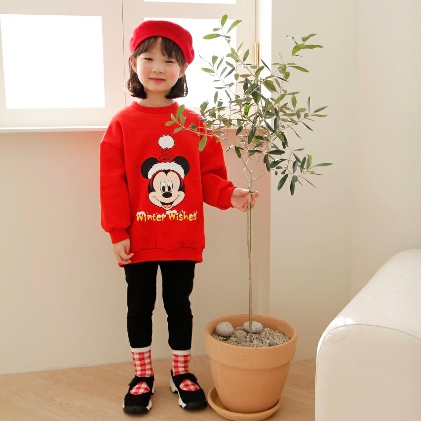 ＜アウトレット＞90-150size[即納] Mickey Santa mtm 裏起毛 (heart baby)