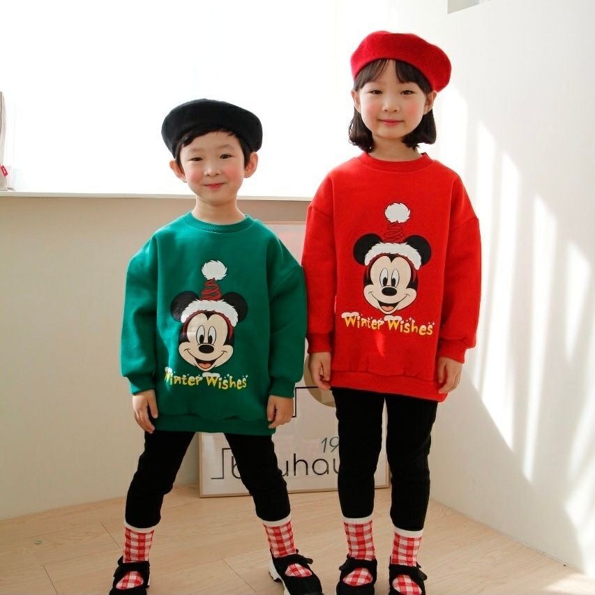 ＜アウトレット＞90-150size[即納] Mickey Santa mtm 裏起毛 (heart baby)