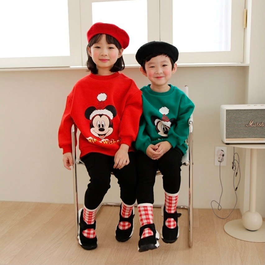 ＜アウトレット＞90-150size[即納] Mickey Santa mtm 裏起毛 (heart baby)