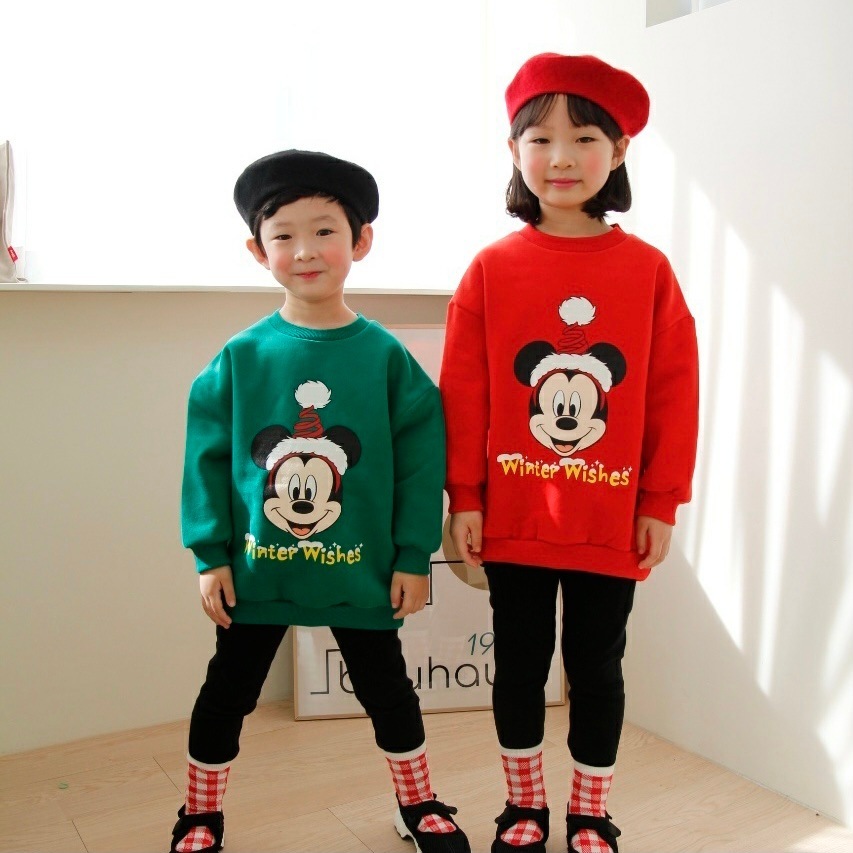 ＜アウトレット＞90-150size[即納] Mickey Santa mtm 裏起毛 (heart baby)