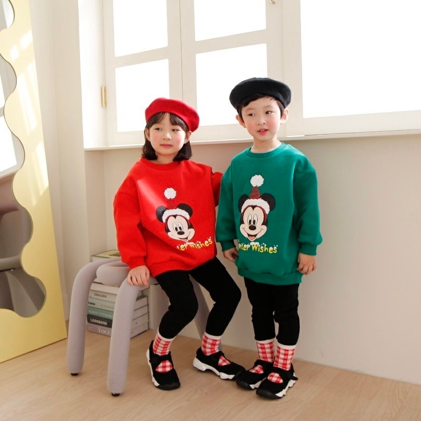 ＜アウトレット＞90-150size[即納] Mickey Santa mtm 裏起毛 (heart baby)