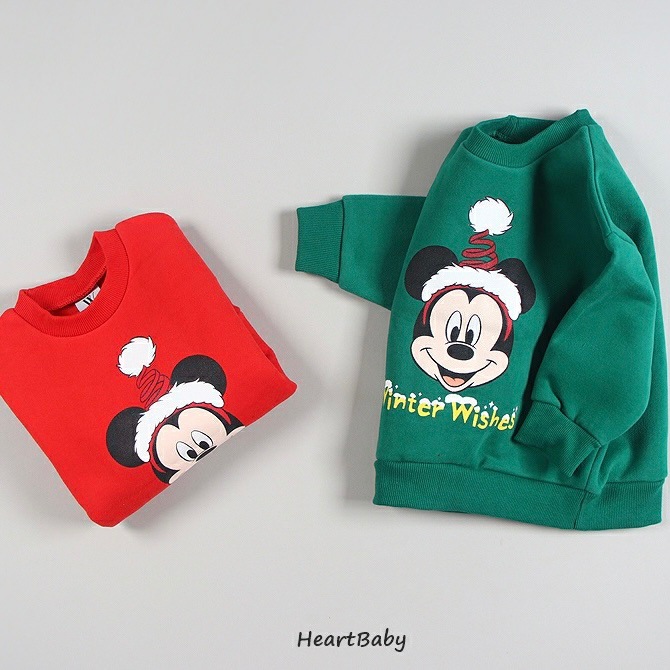 ＜アウトレット＞90-150size[即納] Mickey Santa mtm 裏起毛 (heart baby)