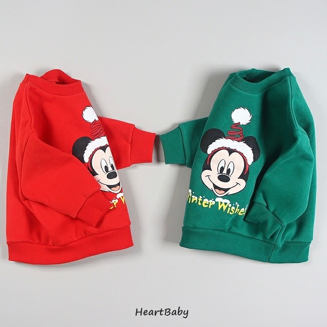 ＜アウトレット＞90-150size[即納] Mickey Santa mtm 裏起毛 (heart baby)