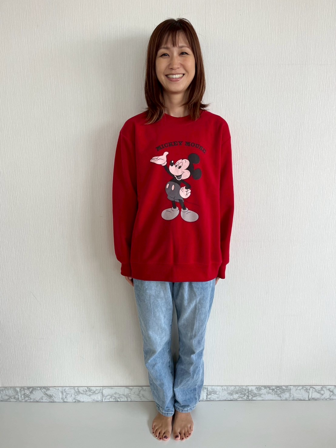 大人size[即納]   モノクロミッキー裏起毛トレーナー