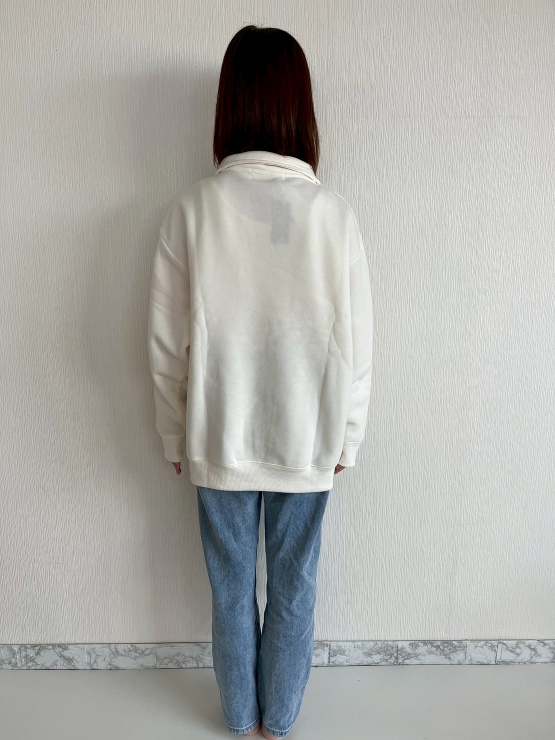 大人size[即納]   ハーフジップミッキー刺繍裏起毛トレーナー