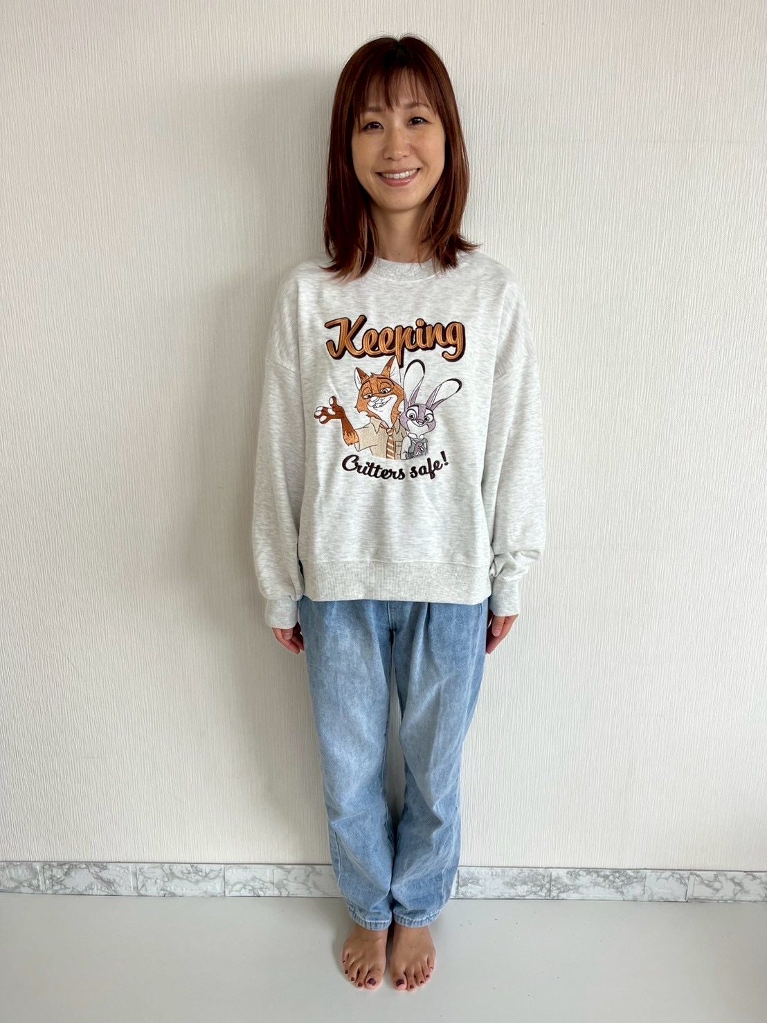 大人size[即納]   ズートピア刺繍裏毛トレーナー