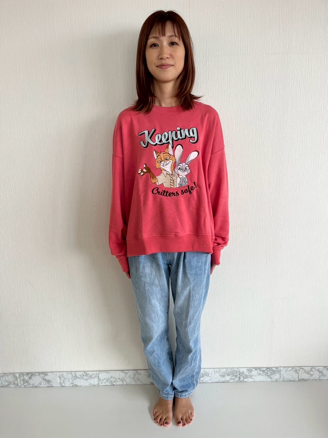 大人size[即納]   ズートピア刺繍裏毛トレーナー