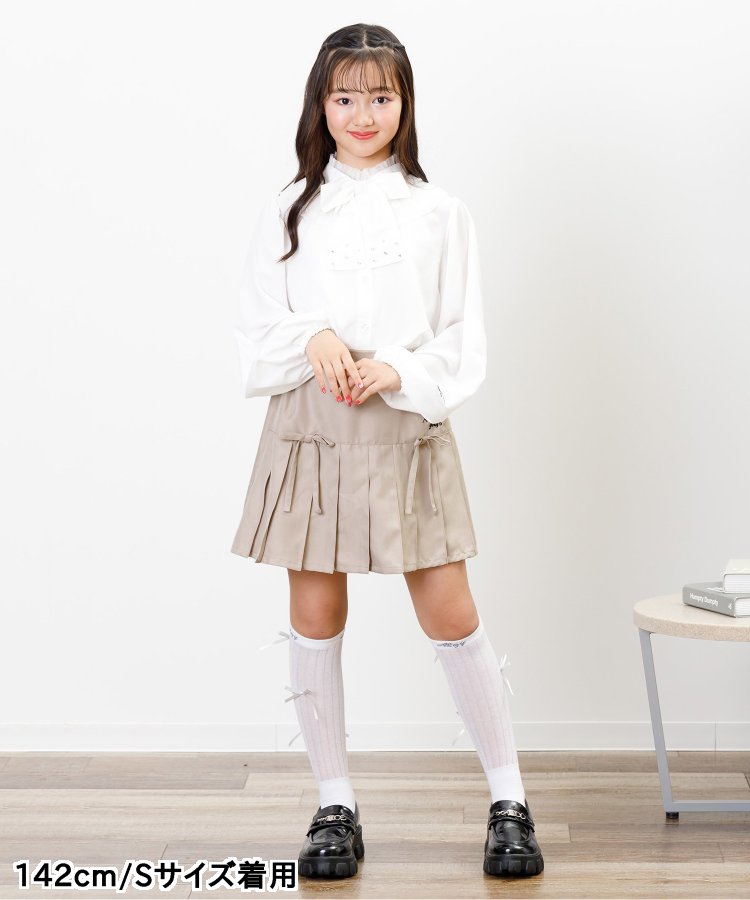 125-165 size [即納]    りぼんプリーツスカパン   (ALGY)