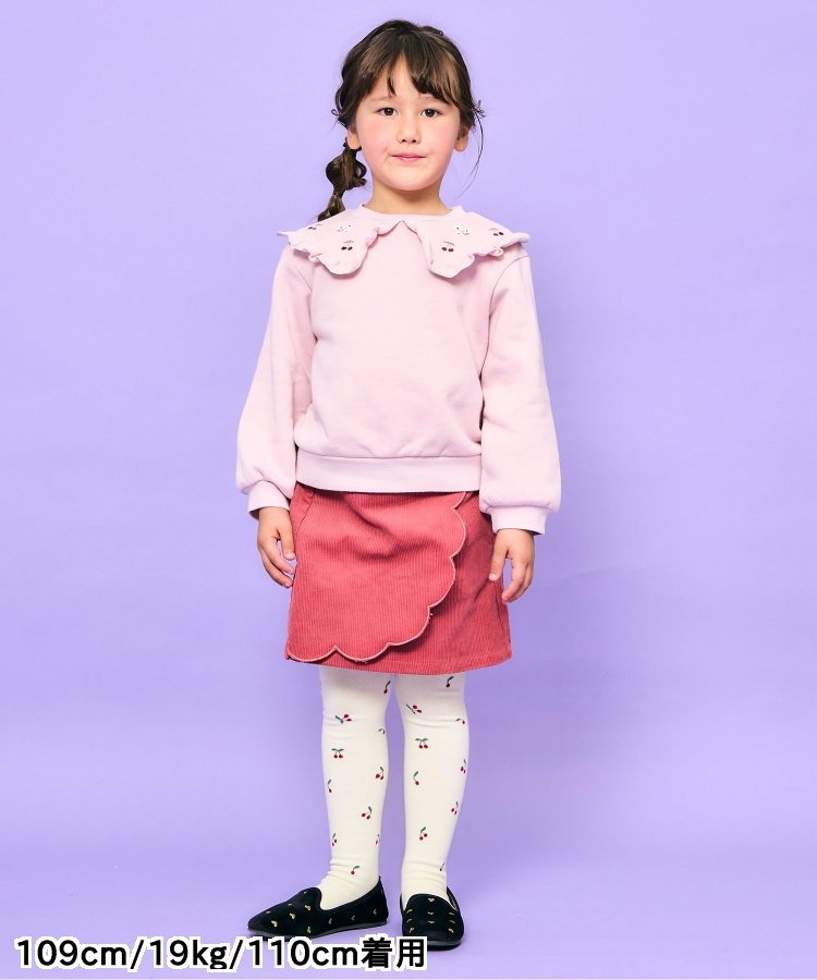 80-140size [即納]    ハートさくらんぼ柄 タイツ    (Ampersand)