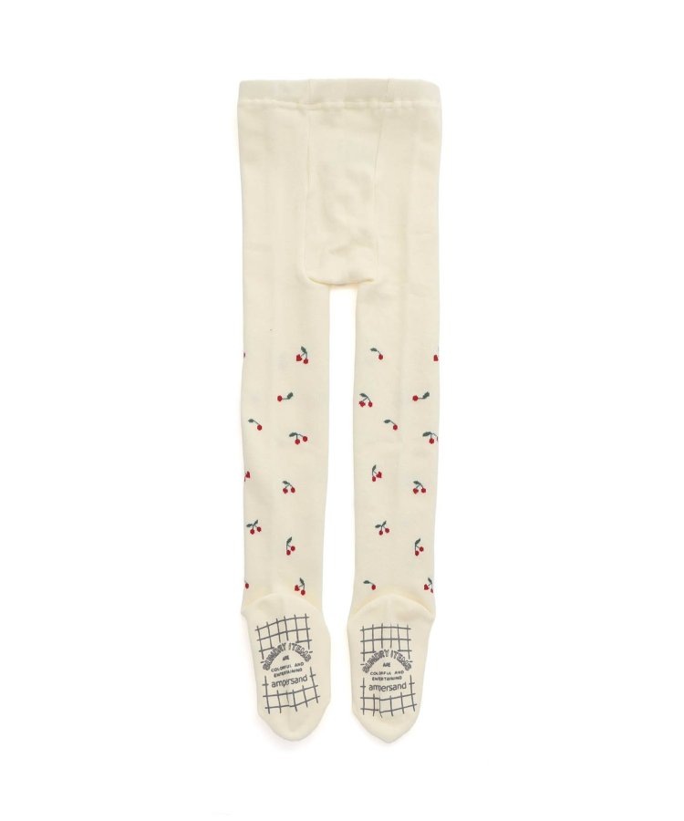 80-140size [即納]    ハートさくらんぼ柄 タイツ    (Ampersand)