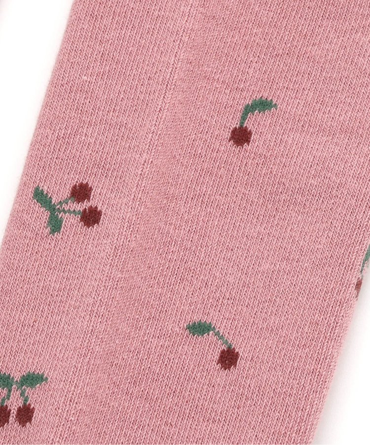 80-140size [即納]    ハートさくらんぼ柄 タイツ    (Ampersand)