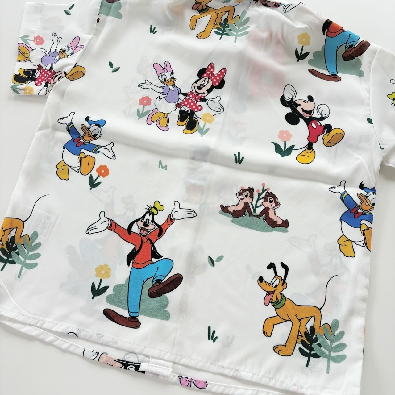 90.110.130&ladies size[即納]  Mickey&Friends総柄シャツ  (mes favoris original )