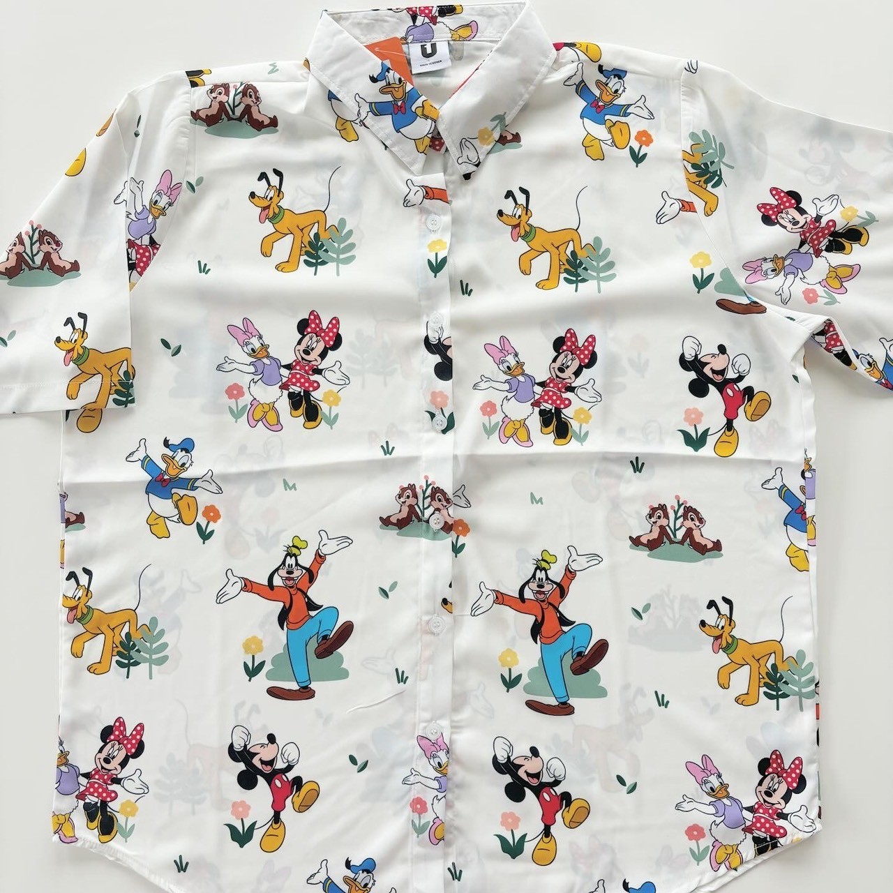 90.110.130&ladies size[即納]  Mickey&Friends総柄シャツ  (mes favoris original )