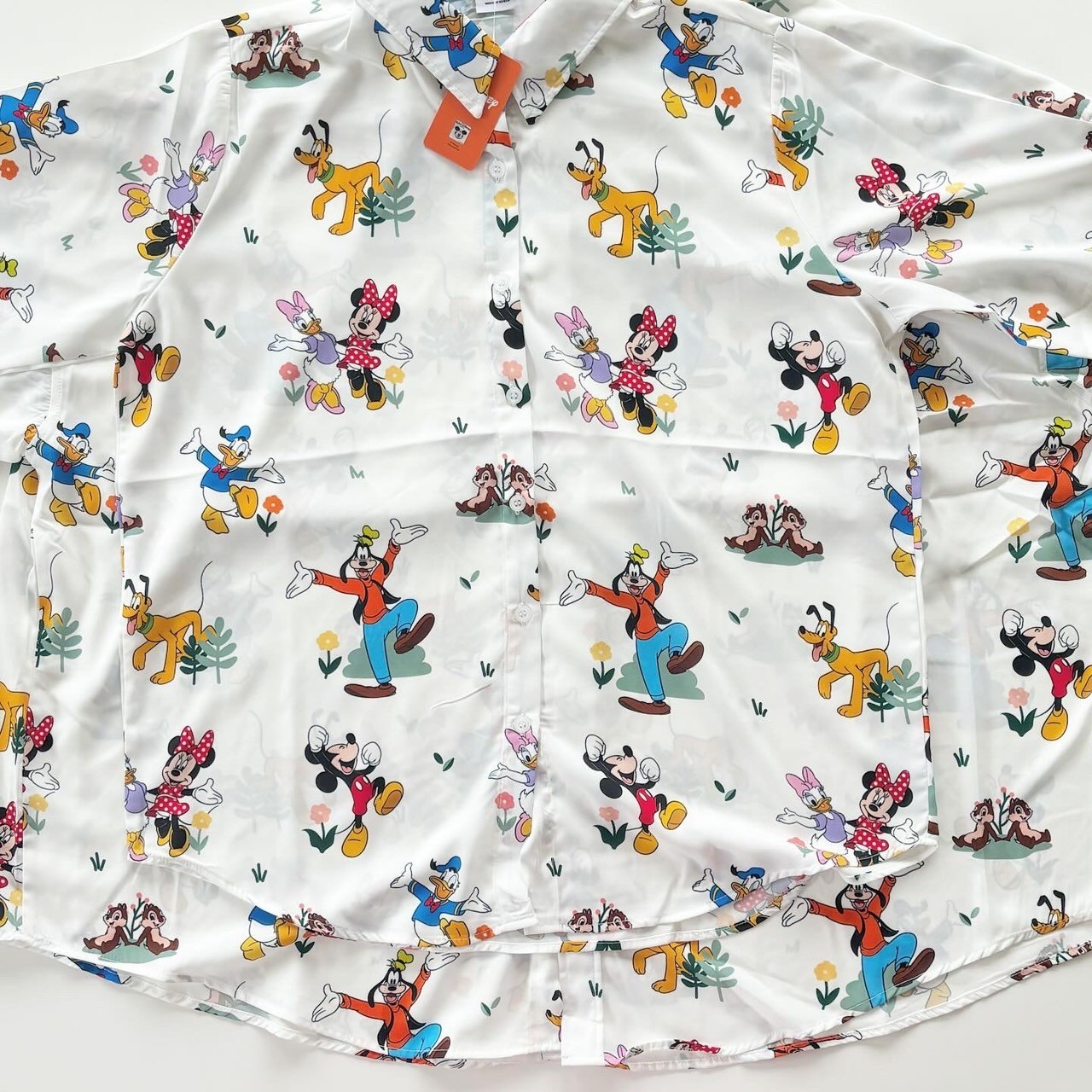 90.110.130&ladies size[即納]  Mickey&Friends総柄シャツ  (mes favoris original )