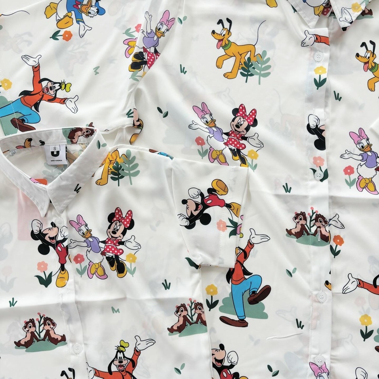 90.110.130&ladies size[即納]  Mickey&Friends総柄シャツ  (mes favoris original )