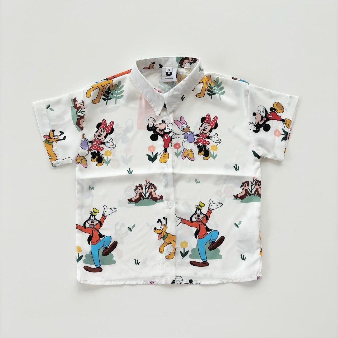 90.110.130&ladies size[即納]  Mickey&Friends総柄シャツ  (mes favoris original )