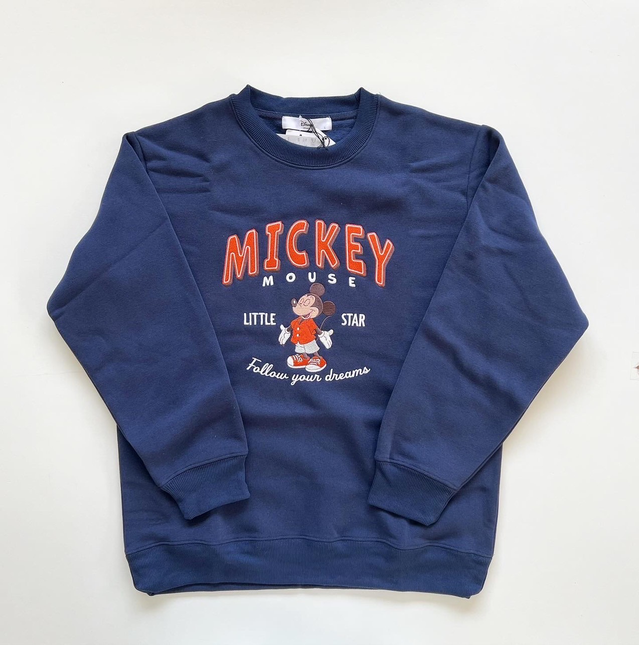 大人size[即納]   ミッキー刺繍　裏起毛トレーナー