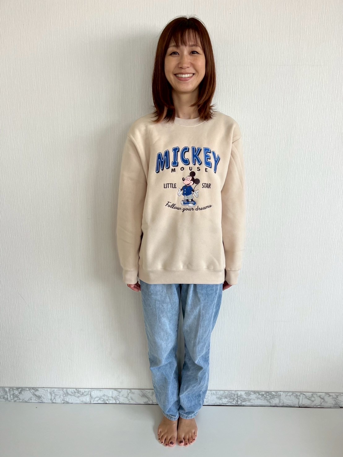 大人size[即納]   ミッキー刺繍　裏起毛トレーナー