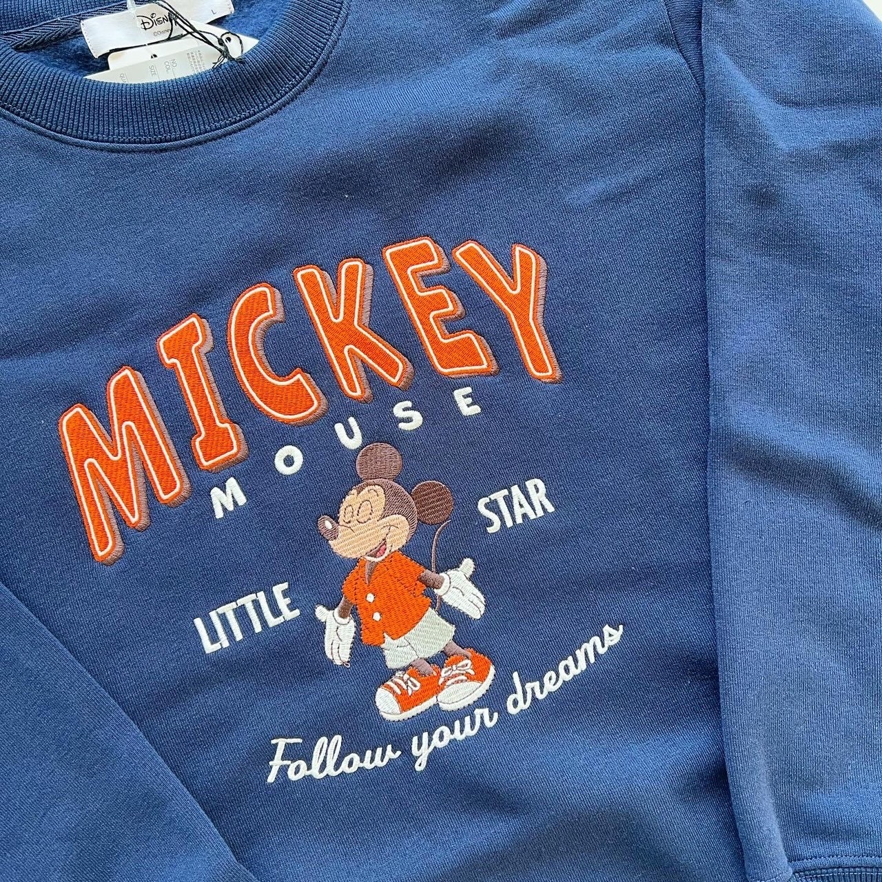 大人size[即納]   ミッキー刺繍　裏起毛トレーナー