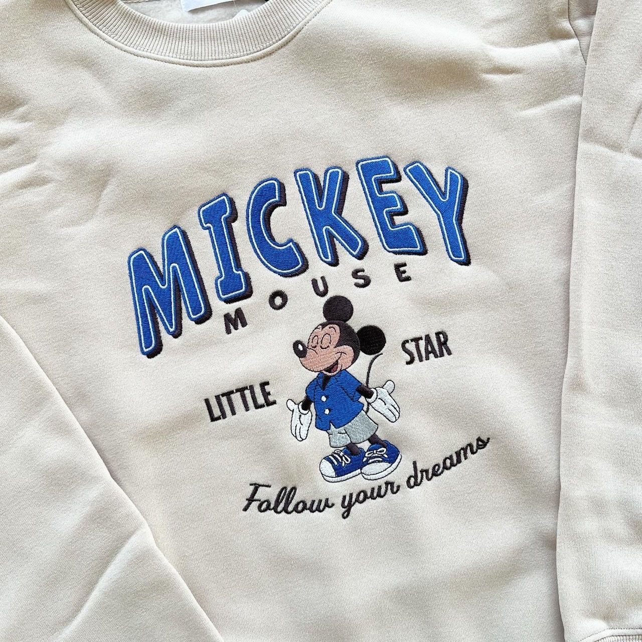 大人size[即納]   ミッキー刺繍　裏起毛トレーナー
