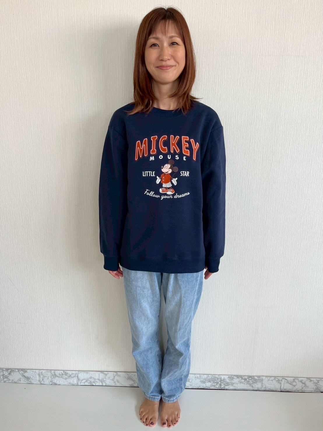 大人size[即納]   ミッキー刺繍　裏起毛トレーナー