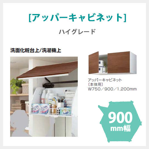 LIXIL MV アッパーキャビネット 900mm幅 (プッシュラッチ扉) ハイグレード