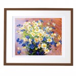 複製画 【ひな菊と青い花】 №F120