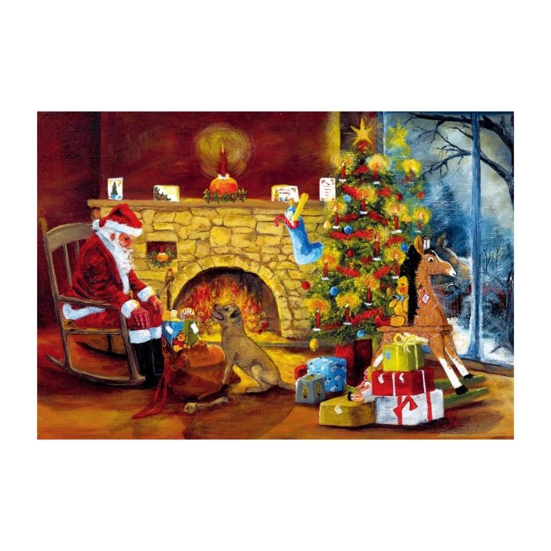 絵葉書「クリスマスイヴ」№622｜サンタと暖炉の温かな聖夜